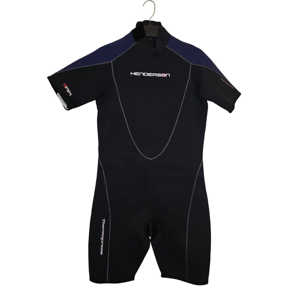 Henderson Thermoprene Shorty Wetsuit Men's Large Black Blue Dive Surf Watersport
